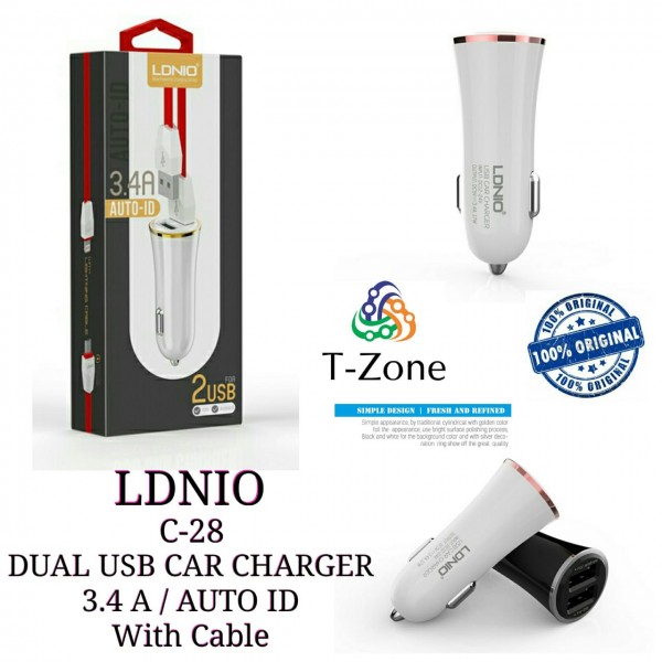 LDNIO C-28 Dual USB Car Charger 3.4A 