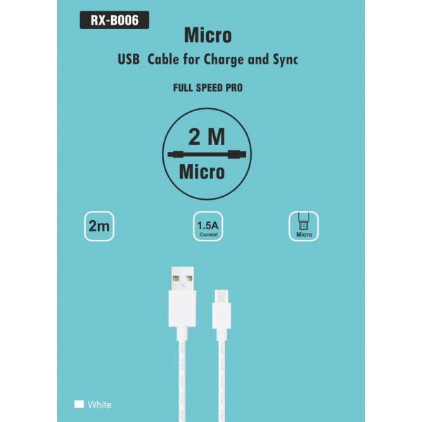 Micro USB Cable for Charge & Sync Full Speed PRO-RX-B006